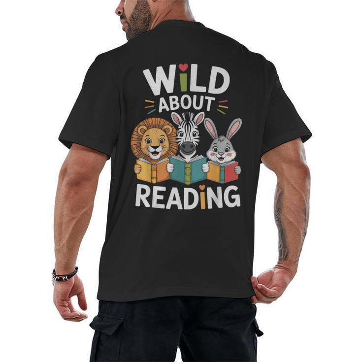 Cute Wildlife Zoo Animals For Book Reader Bookworms Men's Back Print T-Shirt