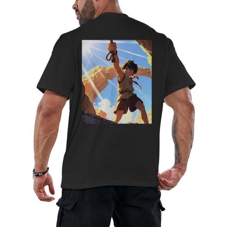 David And Goliath Bible Book Samuel King David Anime Manga Men's Back Print T-Shirt