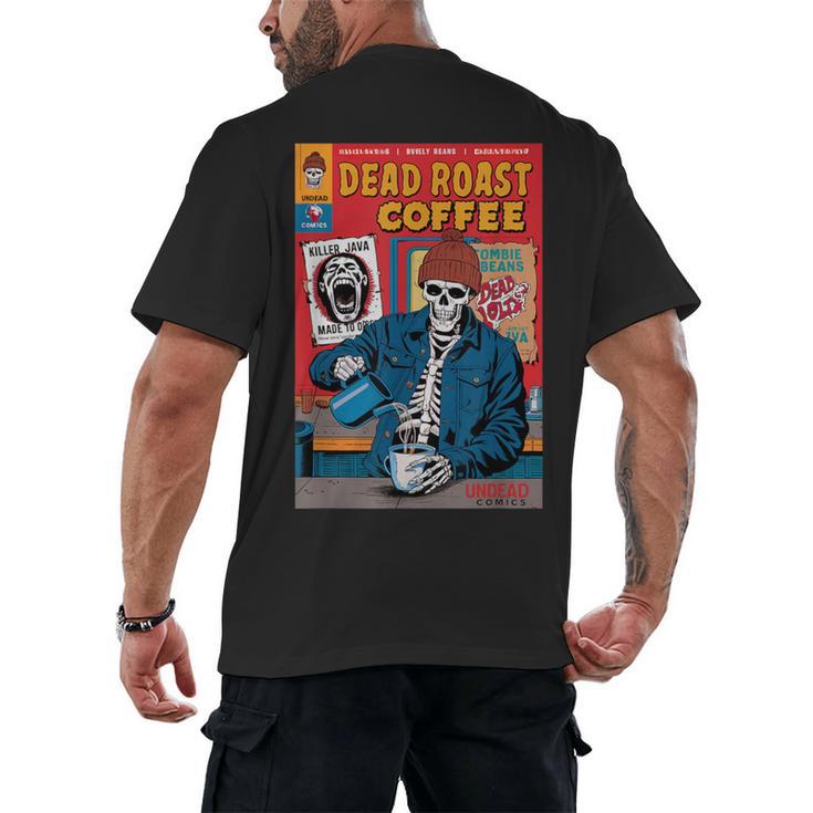 Dead Roast Coffee Comic Book Cover Style Skeleton Barista Men's Back Print T-Shirt