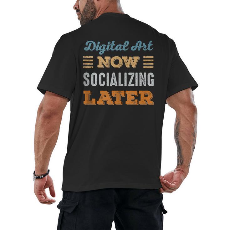 Digital Art Now Minimal Socializing Introvert Vintage Men's Back Print T-Shirt