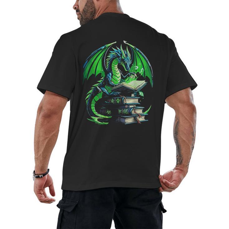 Dragon Reading Books Bookworm Men's Back Print T-Shirt