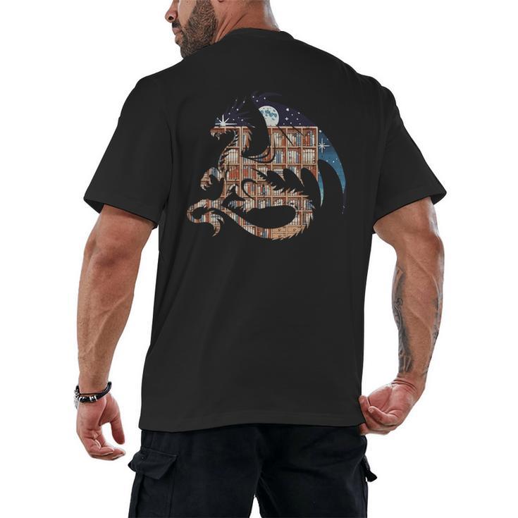 Dragon Silhouette Books Librarian Bookworm Women Men Kids Men's Back Print T-Shirt