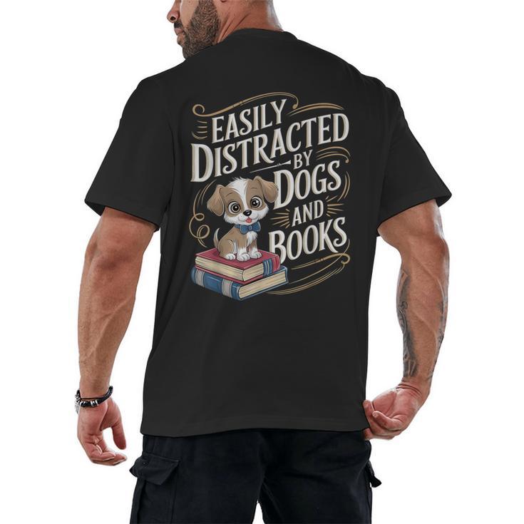 Easily Distracted By Dogs And Books Reader Animal Dog Men's Back Print T-Shirt