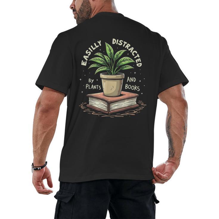 Easily Distracted By Plants And Books Men's Back Print T-Shirt