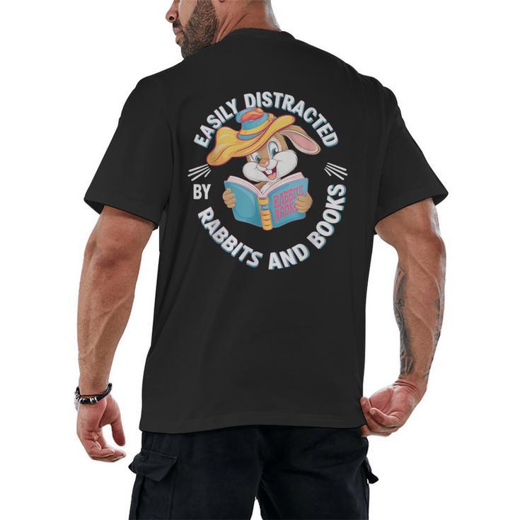 Easily Distracted By Rabbits And Books Reading Men's Back Print T-Shirt