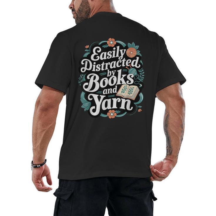 Easily Distracted By Yarn And Books Men's Back Print T-Shirt