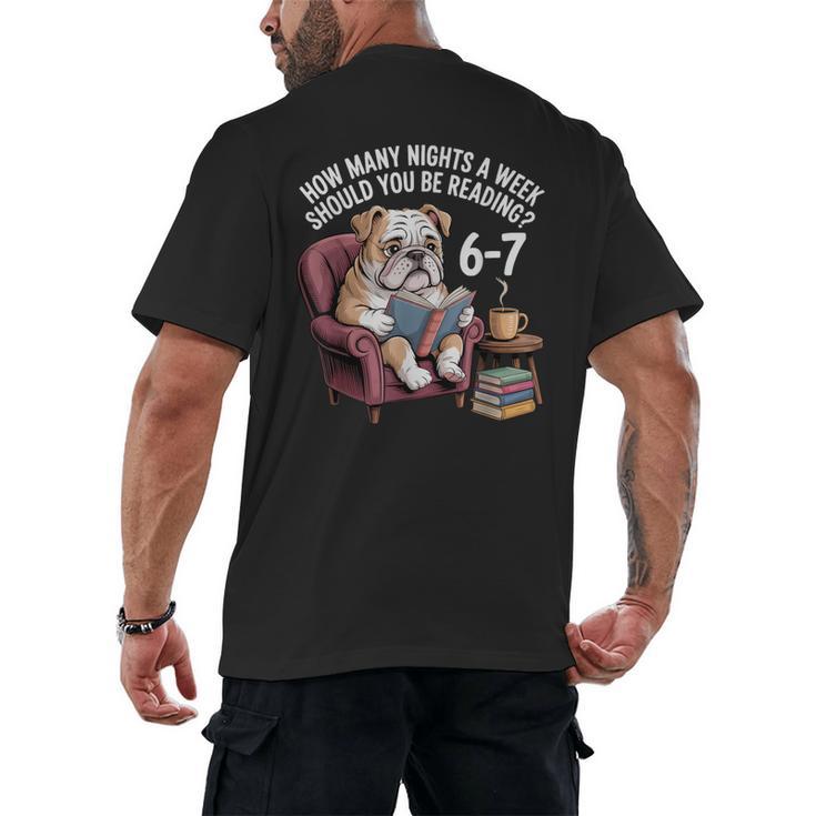 English Bulldog Dog Reading Book 67 Six Seven Meme Men's Back Print T-Shirt