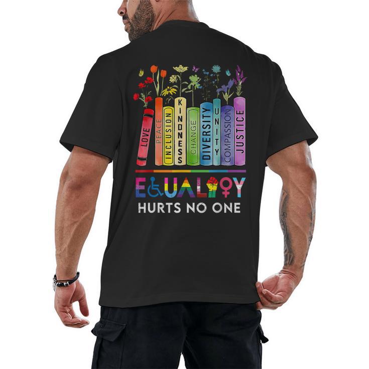 Equality Hurts No One Book Flower Rainbow Pride Month LGBTQ Men's Back Print T-Shirt
