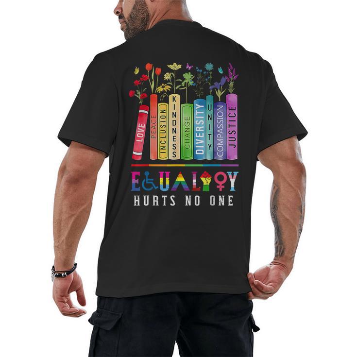 Equality Hurts No One Floral Books LGBTQ Pride Human Rights Men's Back Print T-Shirt