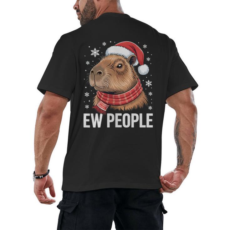 Ew People Capybara Christmas Introvert Holiday Humor Men's Back Print T-Shirt