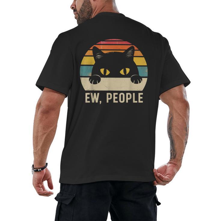 Ew People Retro Cat Vintage Anti-Social Introvert Men's Back Print T-Shirt
