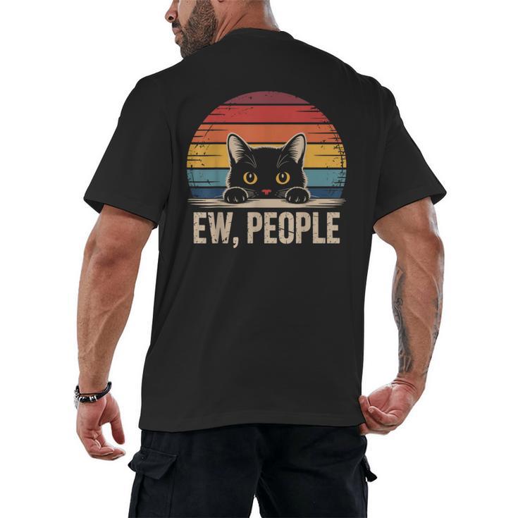Ew People Retro Vintage Anti Social Cat Introvert Men's Back Print T-Shirt