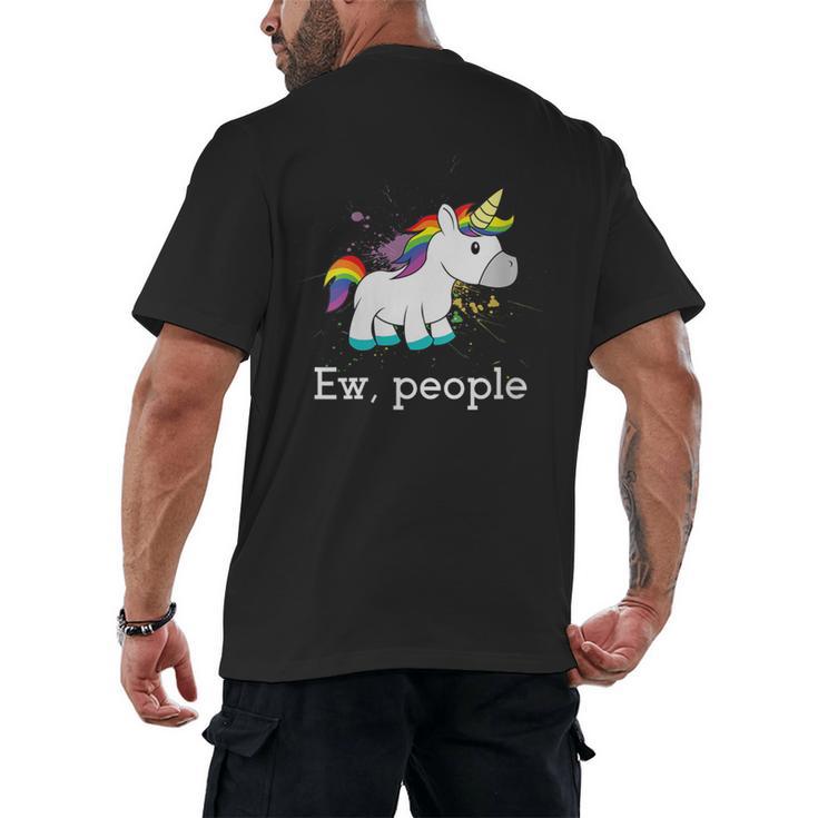 Ew People Unicorn Lover Introvert Rainbow Unicorn Men's Back Print T-Shirt