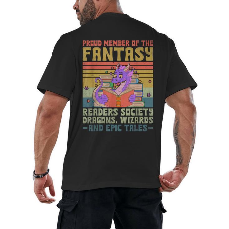 Fantasy Reader Society Reading Book Retro Bookworm Reader Men's Back Print T-Shirt