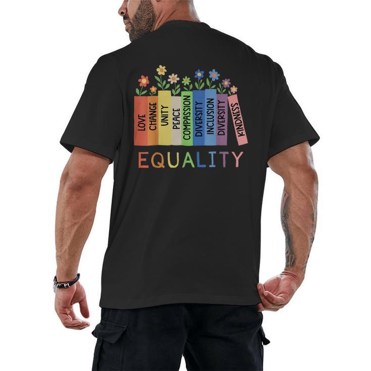 Floral Book Equality Human Rights Social Justice Peace Love Men's Back Print T-Shirt