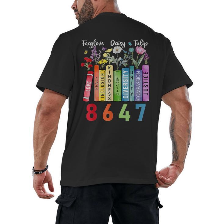Floral Foxglove Daisy Tulip 8647 Books Lover Blooming Flower Men's Back Print T-Shirt