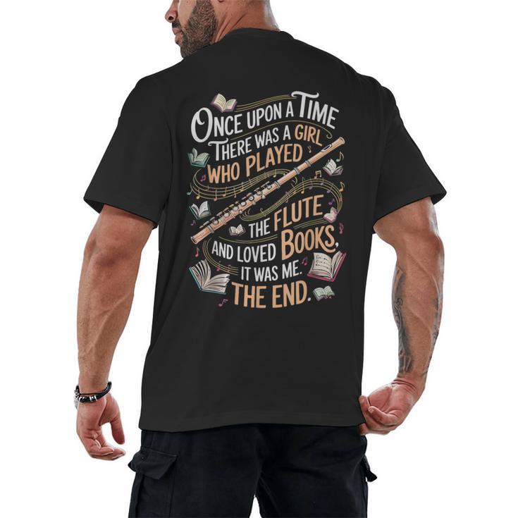 Flute And Books Marching Band Musician Flutist Flute Player Men's Back Print T-Shirt
