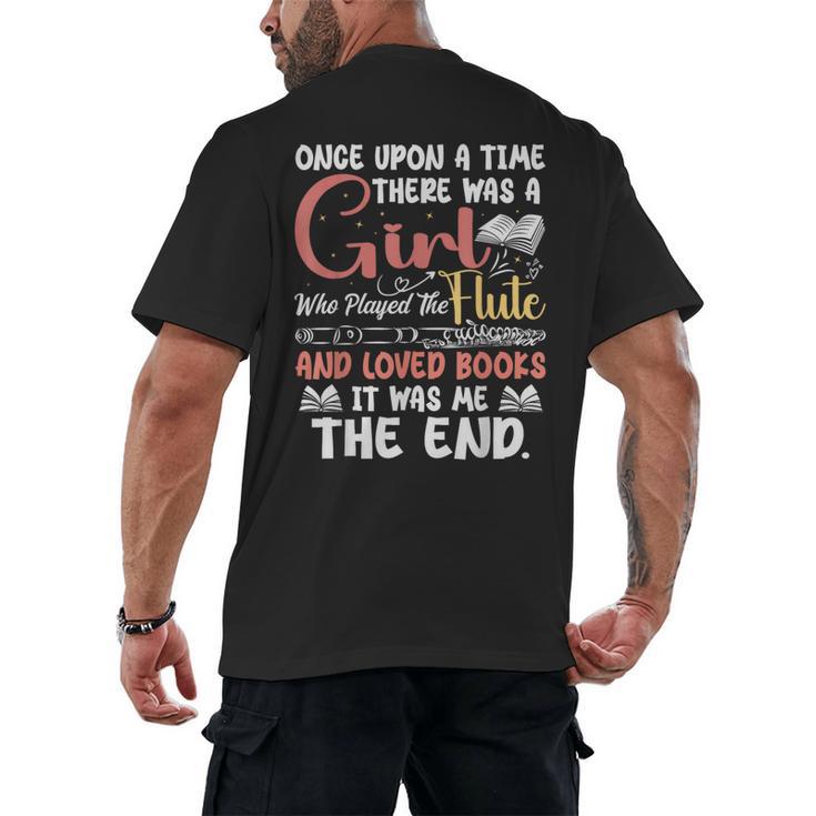 Flute Player Book Lover Flutist Marching Band Musician Flute Men's Back Print T-Shirt