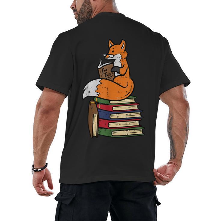 Fox Books Read Reading Librarian America Men Women Kids Men's Back Print T-Shirt