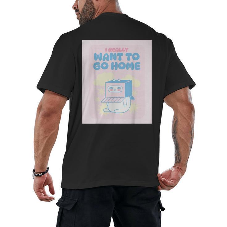 Fun Cute Introvert Cat Character Quote Men Women Men's Back Print T-Shirt