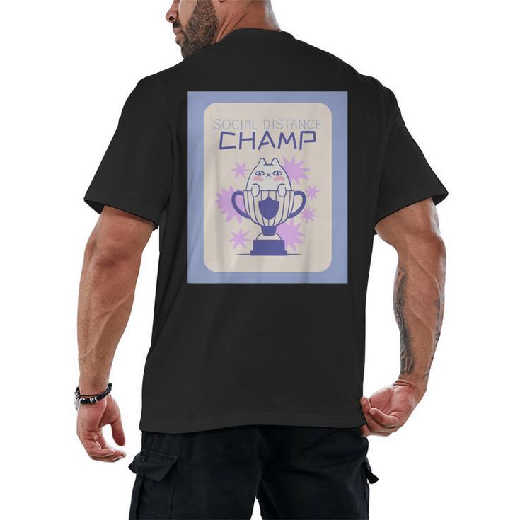Fun Cute Introvert Cat Character Trophy For Men Women Men's Back Print T-Shirt