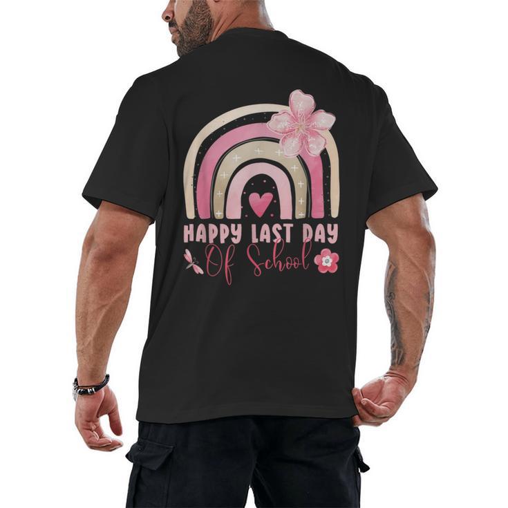 Fun Happy Last Day Of School Girl Student Graduation Rainbow Men's Back Print T-Shirt