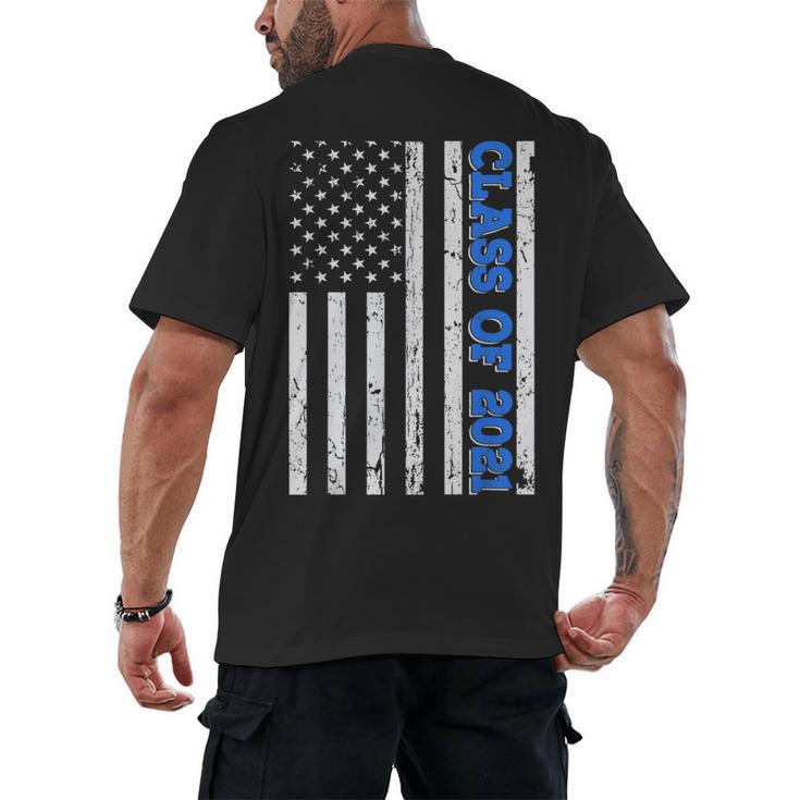 Funny Class Of 2021 American Flag Senior Graduation Men's Back Print T-Shirt