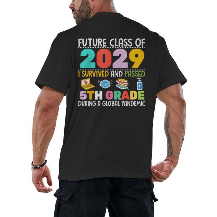 Future Class Of 2029 I Survived Passed 5th Grade Graduation Men's Back Print T-Shirt