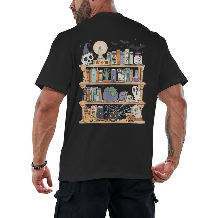 Ghost Book Reading Books Lover Teacher Happy Halloween Men's Back Print T-Shirt