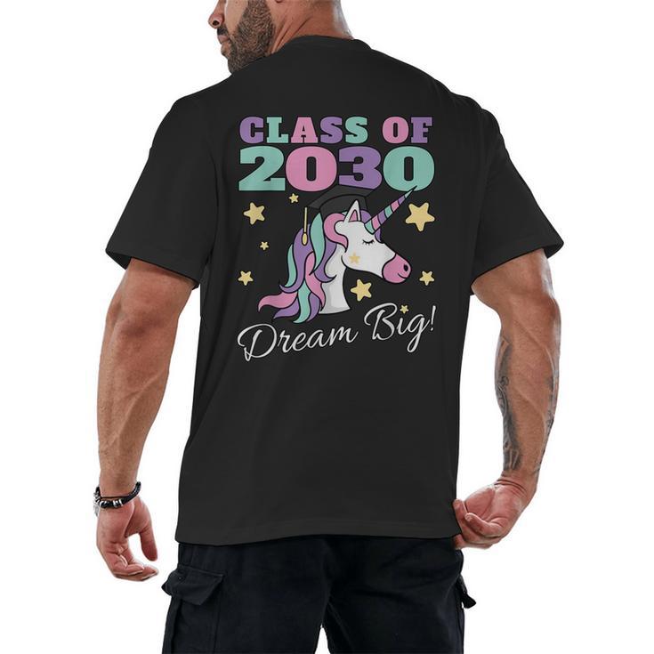 Girls Class Of 2030 Magical Unicorn Graduation Cap Men's Back Print T-Shirt