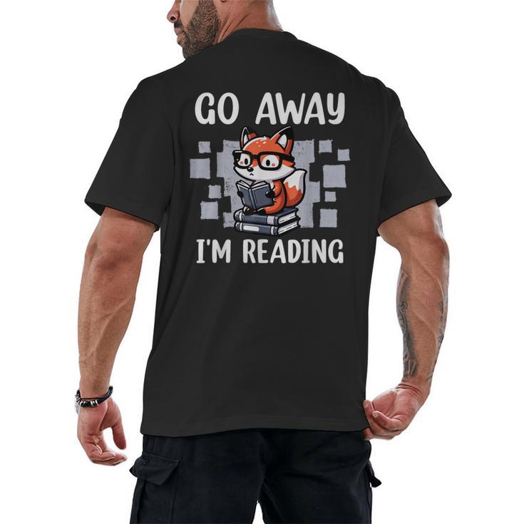 Go Away I'm Reading Book Reader Cute Fox Loves Books Men's Back Print T-Shirt