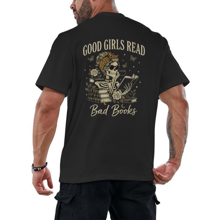 Good Girls Read Bad Books Vintage Skeleton Reader Men's Back Print T-Shirt