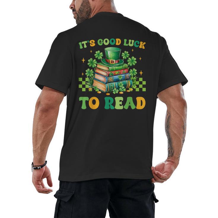 Goods Luck Read Librarian Book Patrick Days Shamrock Clover Men's Back Print T-Shirt