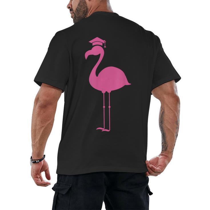 Graduate Cute Pink Flamingo Graduation Men's Back Print T-Shirt