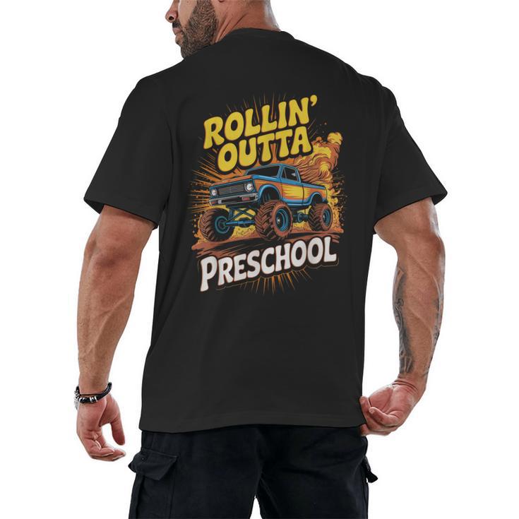 Graduation Rollin' Outta Preschool Monster Truck Boys Pre-K Men's Back Print T-Shirt