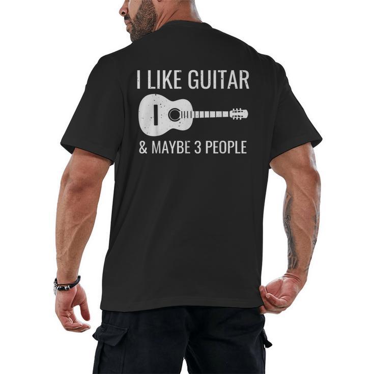 I Like Guitar & Maybe 3 People Music Introvert Guitar Men's Back Print T-Shirt