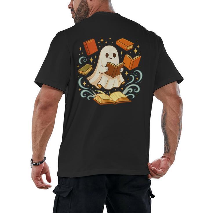 Halloween Cute Ghost Shirt Reading Books Ghost Men's Back Print T-Shirt