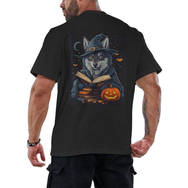 Halloween Girls Boys Cute Wolf Book Pumpkin Kids Halloween Men's Back Print T-Shirt