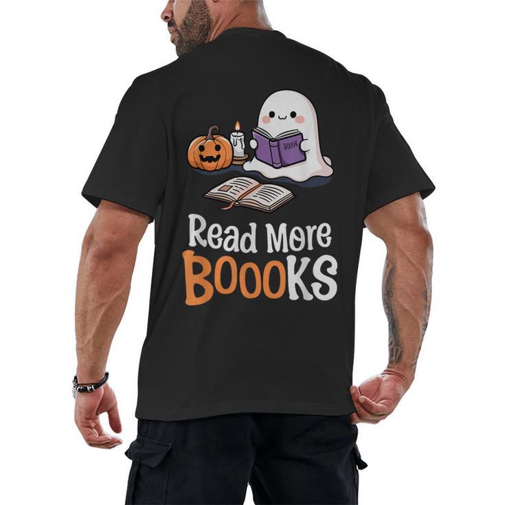 Halloween Teacher Women Cute Reading Ghost Read More Books Men's Back Print T-Shirt