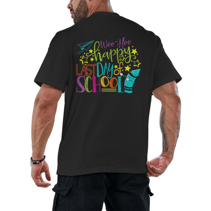 Happy Last Day Of School Student Teacher Graduation Men's Back Print T-Shirt