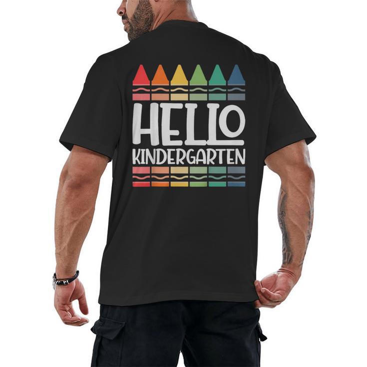 Hello Kindergarten First Day Back To School Graduation Men's Back Print T-Shirt