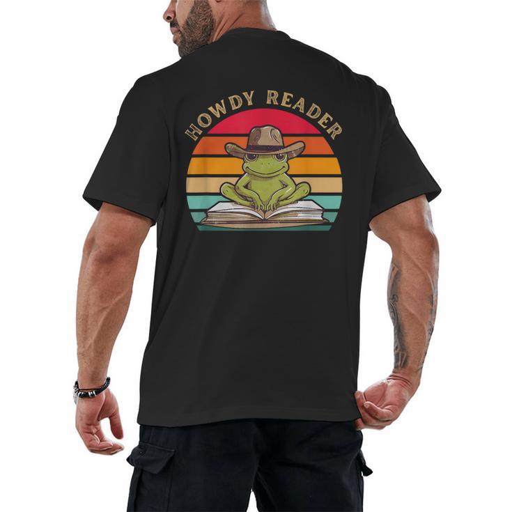 Howdy Reader Frog Reading Book Vintage Men's Back Print T-Shirt