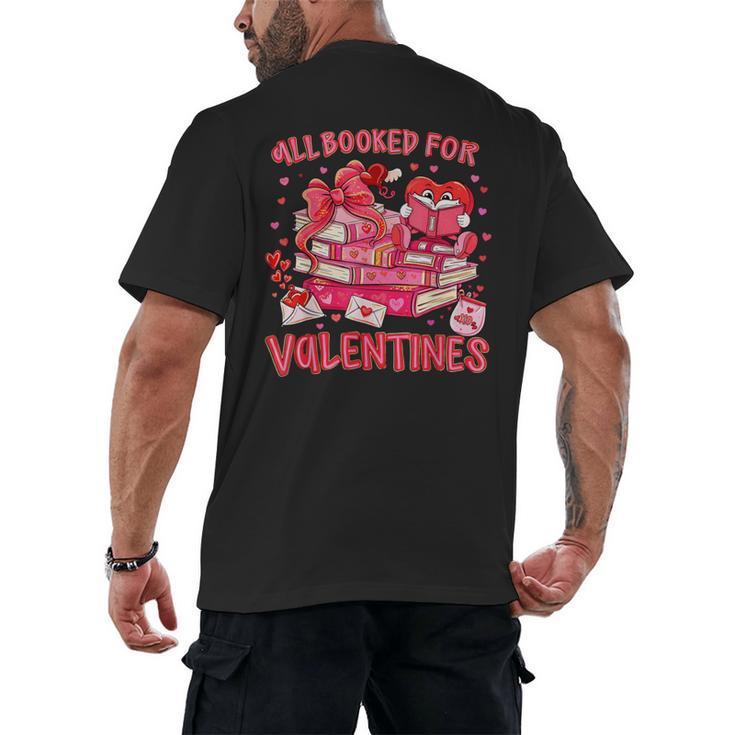 HUGvyn All Booked For Valentines Teacher Book Reading Heart Men's Back Print T-Shirt