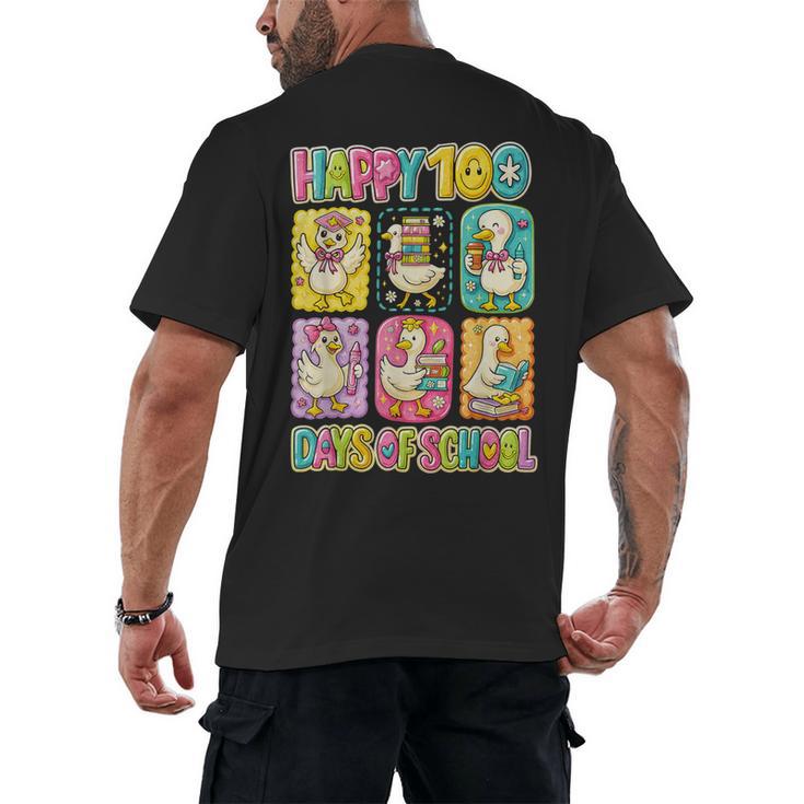 HUGvyn Happy 100 Days Of School Teacher Goose Preppy Books Men's Back Print T-Shirt