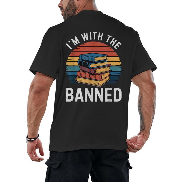 I'm With The Banned Stack Of Books Vintage Sunset Retro Men's Back Print T-Shirt