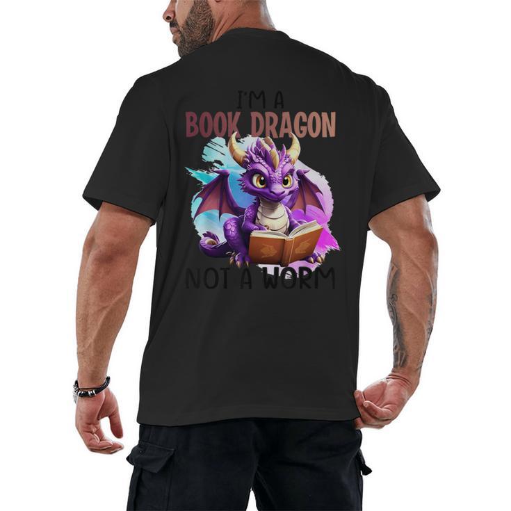 I'm A Book Dragon Not A Worm Men's Back Print T-Shirt