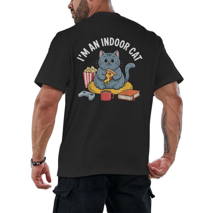 I'm An Indoor Cat Introvert Pizza Popcorn Book Gamer Cat Men's Back Print T-Shirt I'm An Indoor Cat Introvert Pizza Popcorn Book Gamer Cat Men's Back Print T-Shirt