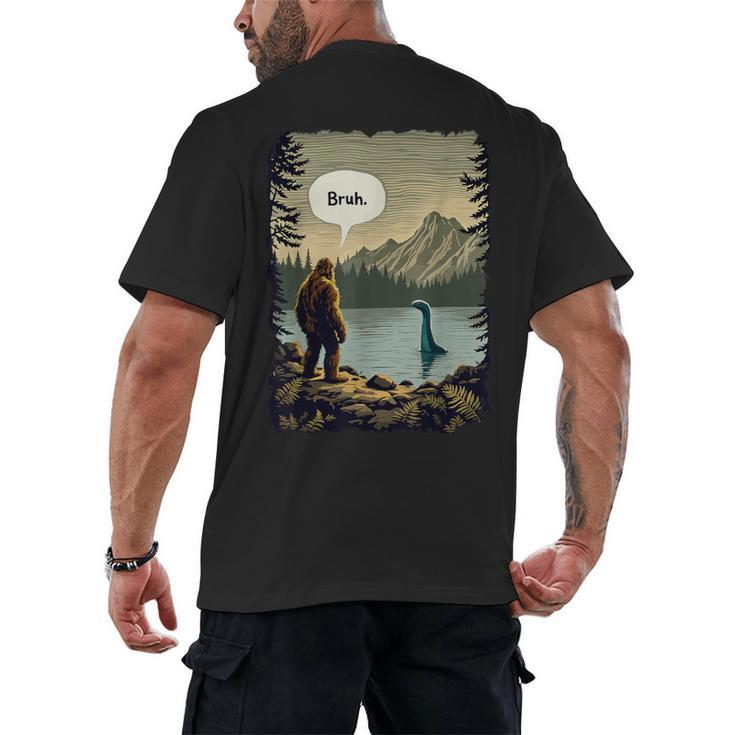 Introvert Bigfoot Sasquatch Loch Ness Monster Bruh Men's Back Print T-Shirt