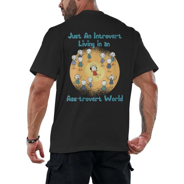Introvert Extrovert Cartoon In Asstrovert World Men's Back Print T-Shirt