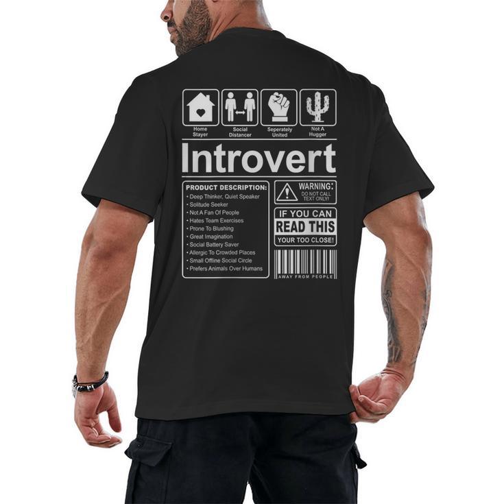 Introvert Label Antisocial Loner Socially Awkward Men's Back Print T-Shirt